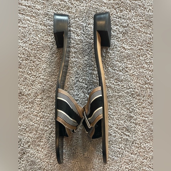 Kate Spade New York Black and Tan Striped Bow Slide Sandals, Flats, Size 11B - Picture 7 of 13